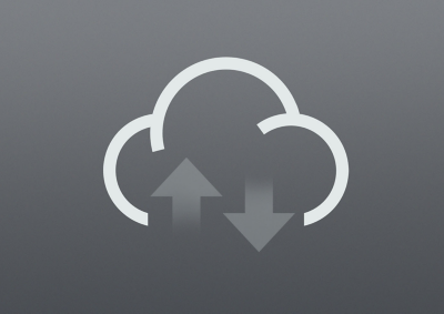 Grey icon of upload/download from the cloud